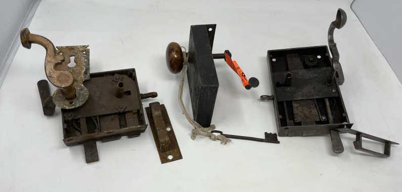 (3) 18th Century Locks No Keys, Some Paint missing: No Keys, Some Paint missing