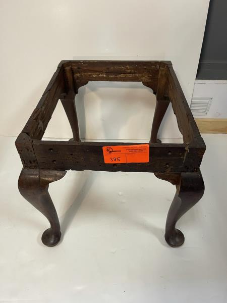 Footstool, Queen Anne Frame Nail holes on frame, 16: Nail holes on frame, 16 1/2" x 20" x 16 1/2"