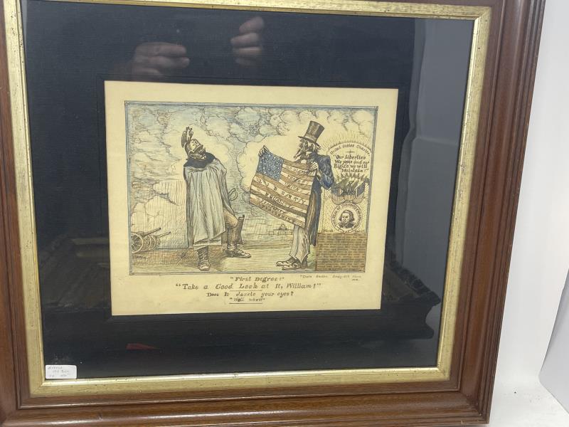 Framed Uncle Sam comic section sedwick new first Signed: Signed lower left, 1916, image 9 1/2 x 11 1/2 plus 5" frame