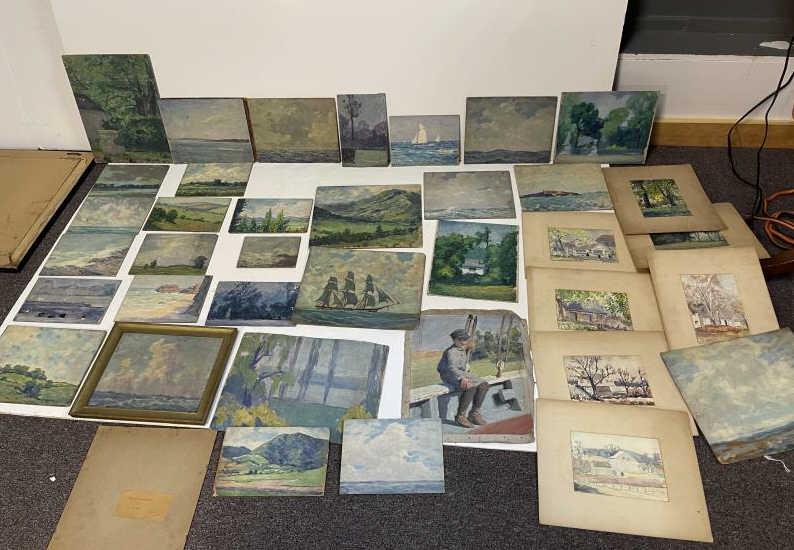 Lot of Oil on Board & Oil on Canvas 31 Small oil: 31 Small oil Paintings (2 signed Thomas Watson Ball); 7 small watercolors (6 signed T.R. Ball) smallest oil 4 1/2" x 6" with largest 10" x 12", all watercolors approx. 4 1/2" x 6 1/2"
