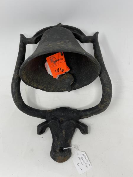 Steer Bell Post Mounted with steer, 13" tall x 6" bell: Post Mounted with steer, 13" tall x 6" bell diameter