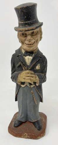 Figural Corkscrew Man with top hat, 8" tall x 3" square: Man with top hat, 8" tall x 3" square base
