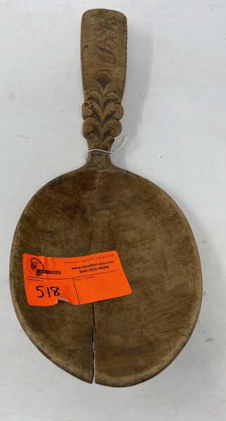 Burl Ladle Dated 1863, Bowl split, handle, monogramed: Dated 1863, Bowl split, handle, monogramed B.L. (??) 15" x 7"