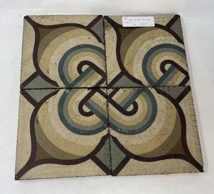 Art Deco Tiles Lot of Four, scratches & chips, 6 1/2": Lot of Four, scratches & chips, 6 1/2" square tiles