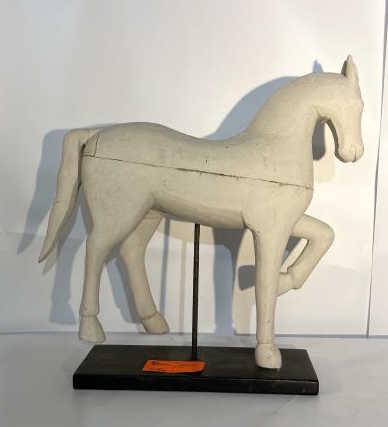 Wooden Carved Horse White, 23" tall x 24" long x 5 1/2": White, 23" tall x 24" long x 5 1/2" wide