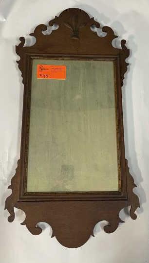 Chippendale Wall Mirror Chippendale, wheat applied to: Chippendale, wheat applied to crest, fancy cut out top, inner gold decorated liner, 33" tall x 16" wide