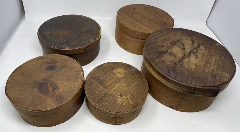 Pantry Boxes Lot of five, all natural wood, some nicks,: Lot of five, all natural wood, some nicks, splits & cracks