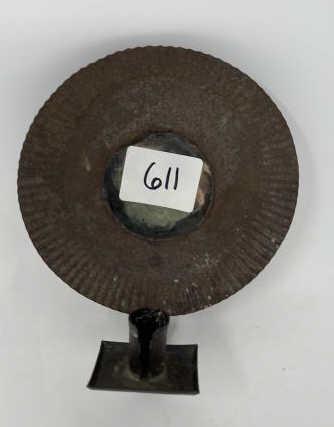 Tin Wall Sconce Mirror back, round, pieces broken &: Mirror back, round, pieces broken & chipped, 7 1/2" tall x 6 1/2" diameter