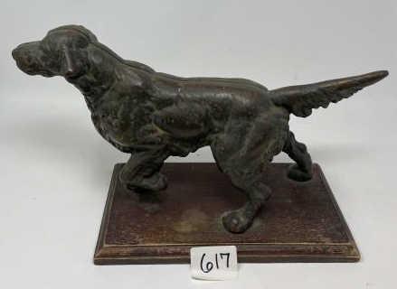 Bronze Dog Pointer, 2 pieces, screwed together, 9" tall: Pointer, 2 pieces, screwed together, 9" tall x 16"
