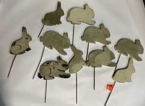 (10) Silhouette Wood Cut Outs of Rabbits: (10) Silhouette Wood Cut Outs of Rabbits