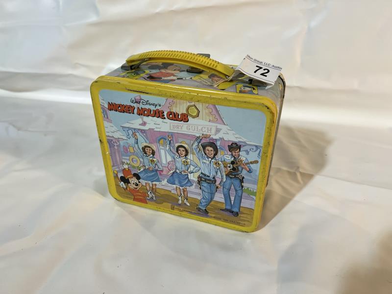 Mickey Mouse Club Metal Lunchbox by Aladdin: Mickey Mouse Club Metal Lunchbox by Aladdin Industries, No Thermos, Raised Box, Worn