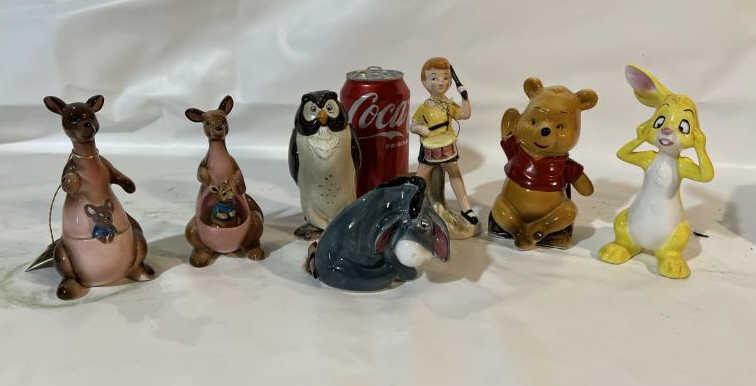 Lot of (78) Winnie The Pooh Figurines MCMLXIV: Lot of (78) Winnie The Pooh Figurines MCMLXIV (1964) Walt Disney Productions, Three with Tags, :porcelain, Stamped on Bottom, 4" to 6" Tall
