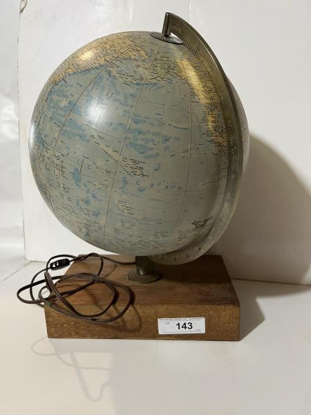 Globe, Plug In with Wood Base: Globe, Plug In with Wood Base
