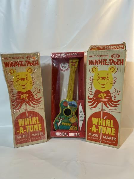 Winnie The Pooh Ideal Whir-A-Tune & Musical: Winnie The Pooh Ideal Whir-A-Tune & Musical Guitar, in boxes