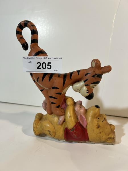 Tigger & Winnie The Pooh Iron Doorstop, Some: Tigger & Winnie The Pooh Iron Doorstop, Some Paint Loss, © Disney on Back, 6"x8"