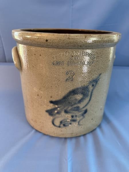 Crock, 2 gal, Ottman Bro's + Co Fort Edwards N.Y., (1 of 6)