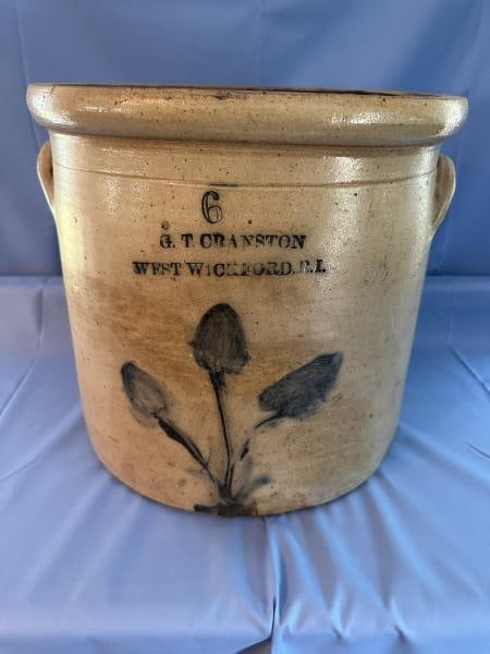 Crock, 6 gal, G.I. Cranston West Warwick RI, doubl (1 of 10)