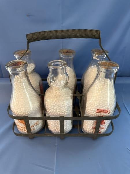 Milk carrier with 6 assorted glass milk bottles (1 of 8)