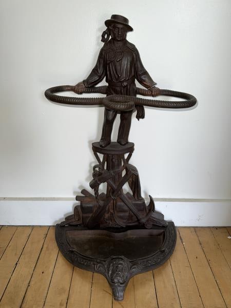 Nautical Cane Holder, cast iron sailor with anchor (1 of 9)