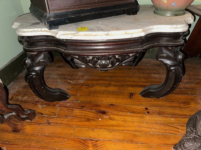 Marble top coffee table, turtle top, black walnut (1 of 4)