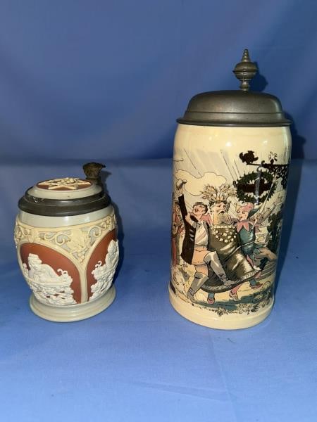 2 Mettlach Steins - (1) 4 Paneled Stein (1 of 13)