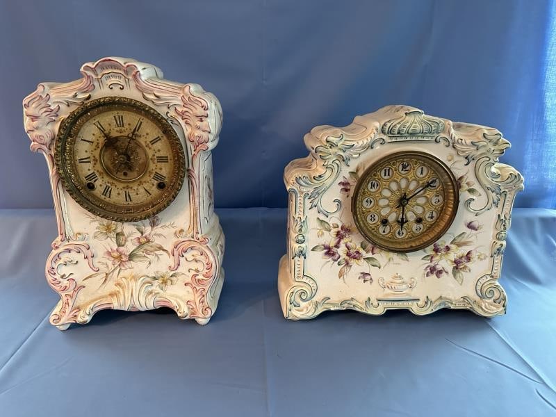 2 Clock, China case, floral design - (1) F. Kroebe (1 of 12)