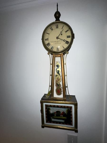 Banjo Clock, reverse painted door, dial by Whiting (1 of 9)
