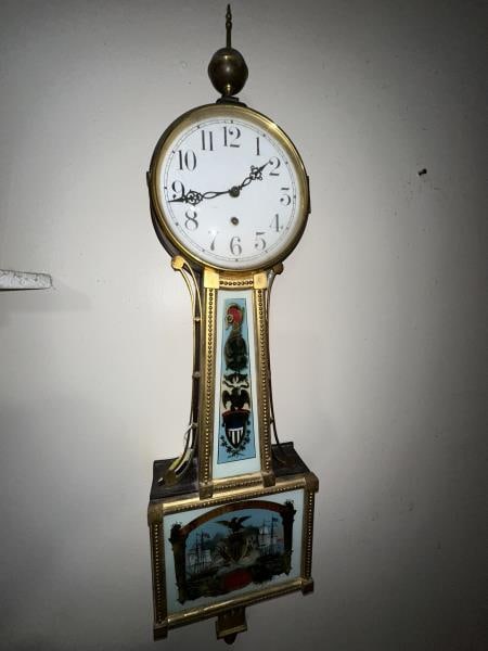 Banjo Clock, reverse painting Hull to lower door, (1 of 8)
