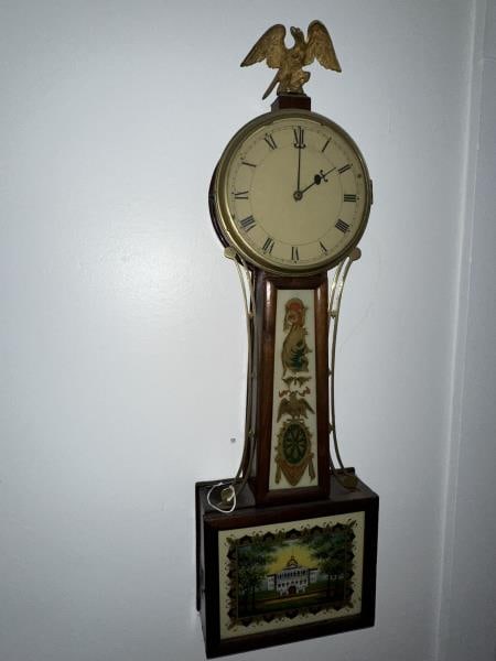 Banjo Clock, Boston State House reverse painted (1 of 10)
