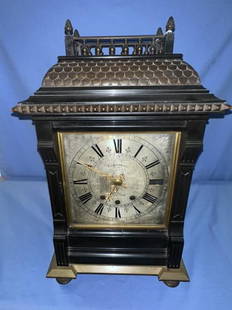 Mantle Clock, Marble & brass, Tiffany & Co. New Yo: Mantle Clock, Marble & brass, Tiffany & Co. New York on dial and stamped on brass works, silver dial, gold hands, shelf clock, brass side & back window, front crack repair, brass base & feet, pendulum