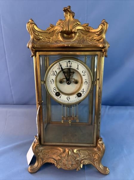 Brass & Beveled Glass Shelf Clock (1 of 7)