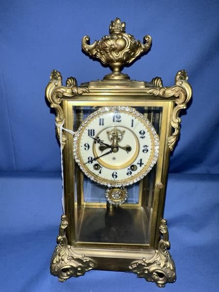 Brass & Beveled Glass Clock, crystal regulator (1 of 10)