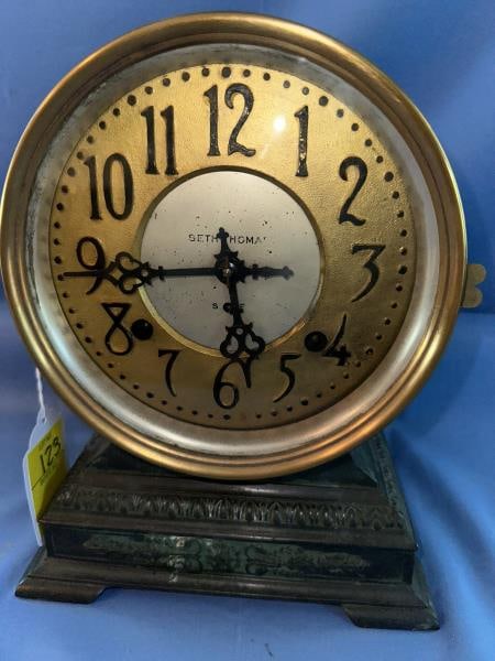 Mantel Clock, steel case, brass top, Seth Thomas o (1 of 5)