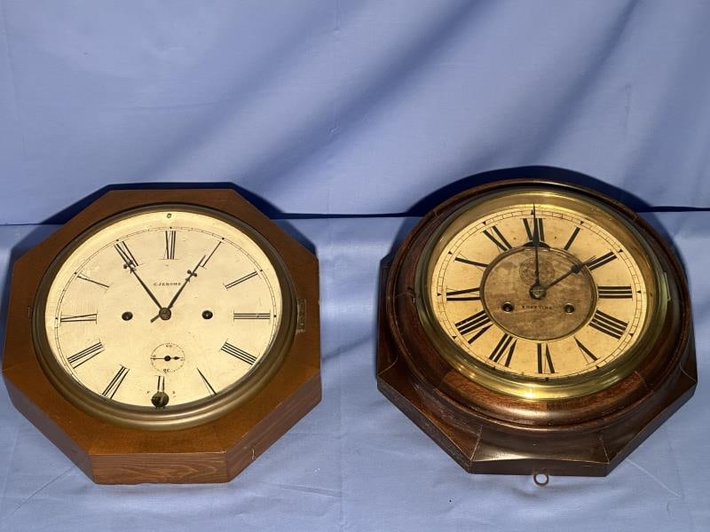 2 Octagonal Wall Clocks. 11" diameter. (1) Ansonia (1 of 9)