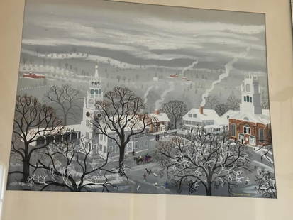 Watercolor by Maxwell Mays - Winter Landscape: Watercolor by Maxwell Mays - Winter Landscape, Jaffery Ctr NH., signed lower right