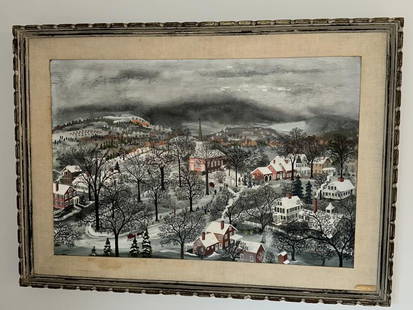 Winter Landscape - Perkinville VT by Maxwell Mays: Winter Landscape - Perkinville VT by Maxwell Mays, signed lower right