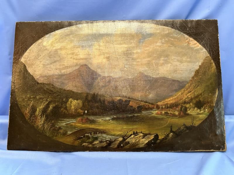 Painting, Oil on Canvas, Mountain  & Brook scene, (1 of 5)