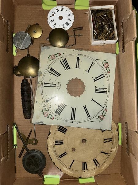 Large lot of misc. clock parts, pieces (1 of 13)