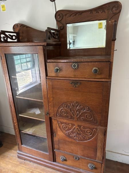 Oak,  side by side bookcase, drop front, 2 doors (1 of 5)