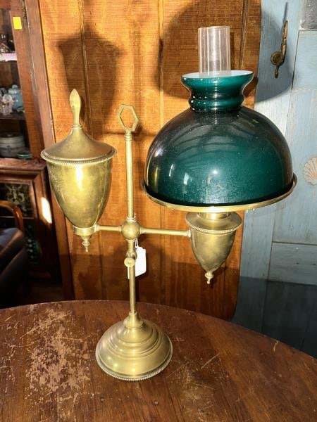 Brass Student Lamp with green emerald shade (1 of 4)