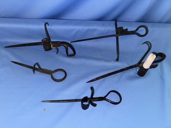Lot of 5 Miners Iron Candle Lights (1 of 6)