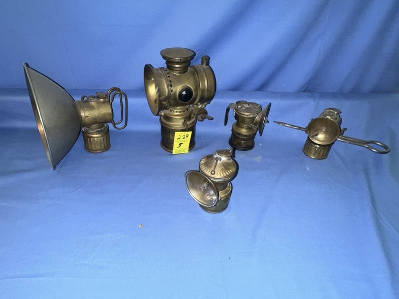 Lot of 5 lights - 4 miners lights, 1 buggy light (1 of 7)