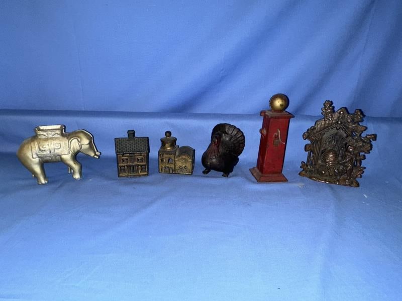 6 Still Banks. 2 buildings, turkey, elephant, hone (1 of 4)