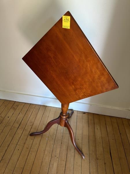 Tip Top Table - square top, cherry, locking mechan: Tip Top Table - square top, cherry, locking mechanism broken, 27" tall, 17" square top