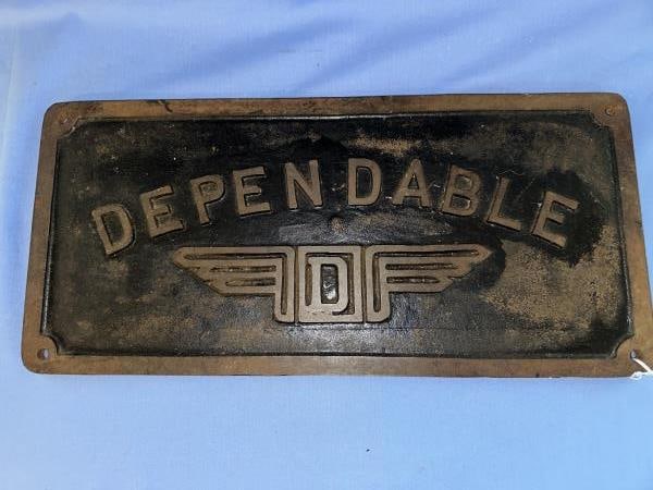 Cast Iron Sign, Dependable, 8"x17"L: Cast Iron Sign, Dependable, 8"x17"L