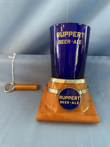 Ruppert Beer Ale - Advertising, glass in holder: Ruppert Beer Ale - Advertising, glass in holder and bottle opener