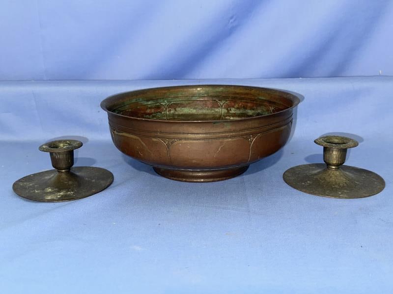 Pair of Roycroft Candlesticks (2"x4") and Roycroft (1 of 10)