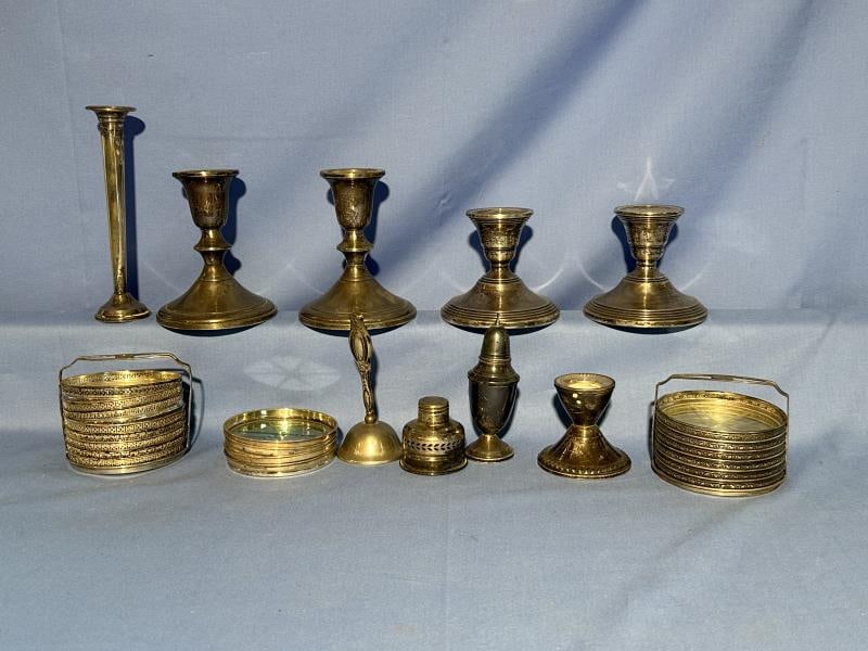Lot of Sterling Weighted Items. 2 pair of candlest (1 of 3)
