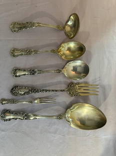 Sterling Silver Gorham Flatware Set (116 troy ounc: Sterling Silver Gorham Flatware Set (116 troy ounces), Buttercup Pattern, most pieces still in plastic - 10 dinner forks, 13 lunch forks, 11 demitasse spoons, 20 tablespoons, 21 butter knives, 21 dinn