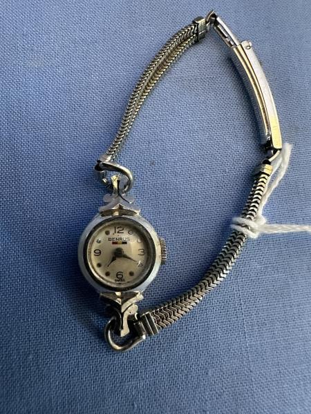 Benrus 14K White Gold Ladies Wrist Watch, silver p (1 of 3)